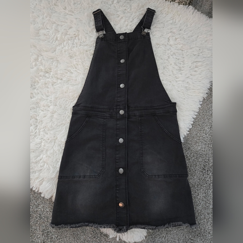 BODEN Button Through Dungaree Dress. Size 13-14Y. Black. Good preowned condition